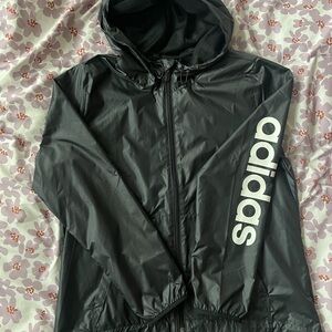 Adidas women’s black windbreaker jacket